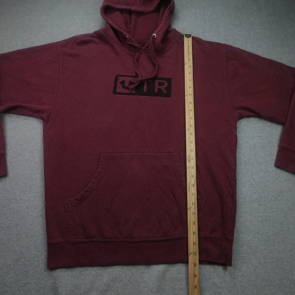 True Religion Hoodie Mens Large‎ Maroon Casual Pullover Logo Sweatshirt